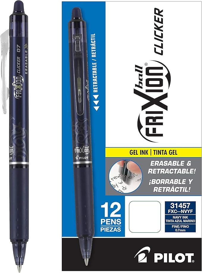 Pilot FriXion Clicker Erasable Gel Pens, Fine Point, Smooth Writing Pens by PilotCorporationofAmerica