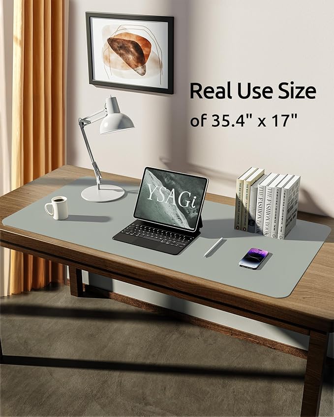 YSAGi Leather Desk Protector, Office Mat, Large Mouse Mat, Non-Slip PU Leather - Image 5