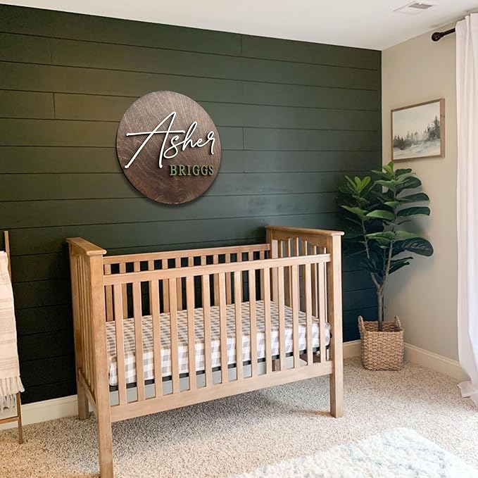 Custom Round Nusery Name Sign, Personalized 3D Baby Name Announcement Sign - Image 3