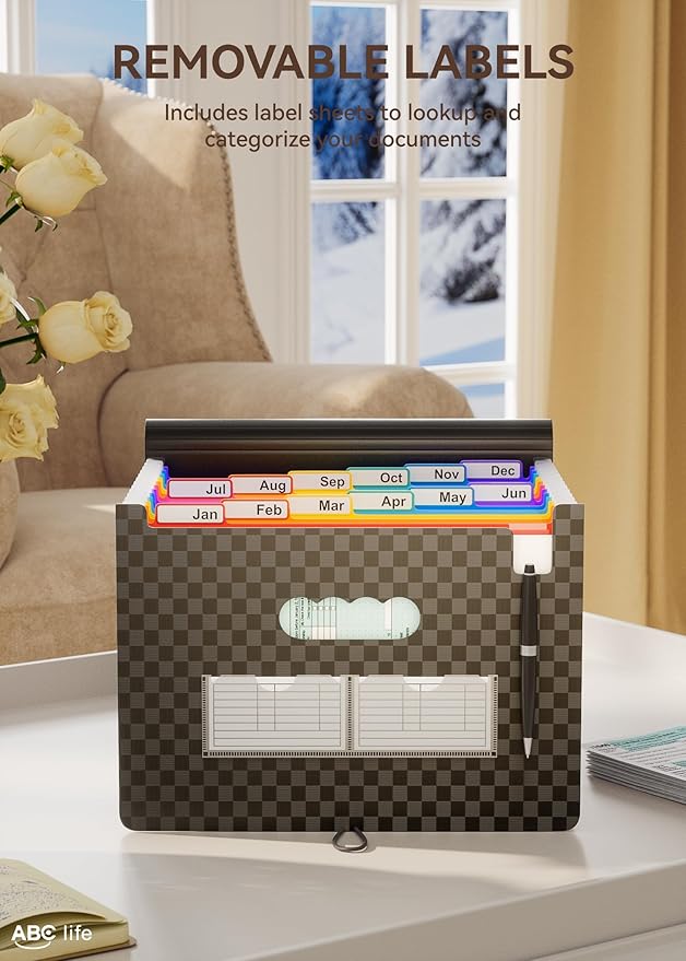 ABC life 12-Pocket Accordion File Organizer, Expandable File Folder - Image 4