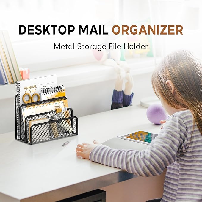 SUPEASY Mail Organizer for Desk, Mesh Metal Mail Holder Countertop - Image 4