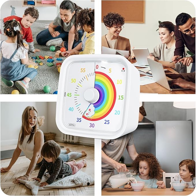 Yunbaoit Visual Timer with Protective Case, Rainbow Disk 60 Minute Countdown - Image 7