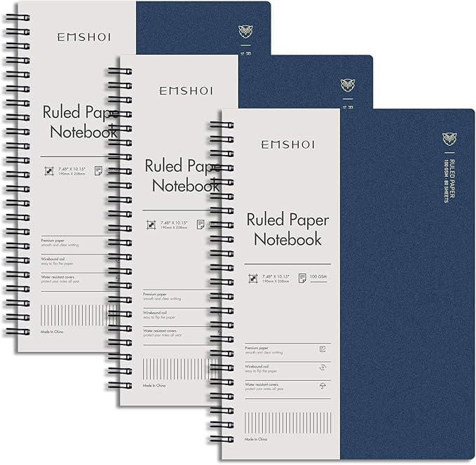 EMSHOI Lined Journal Spiral Notebook 7.48" x 10.15" by EMSHOI