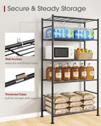 sakugi 5-tier storage shelves 33.1" x12.6" x73.5" black, package contents