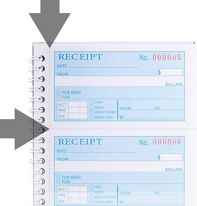 Receipt Book with Carbon Copies, Money and Rent Receipt Book, 2-Part Carbonless - Image 3