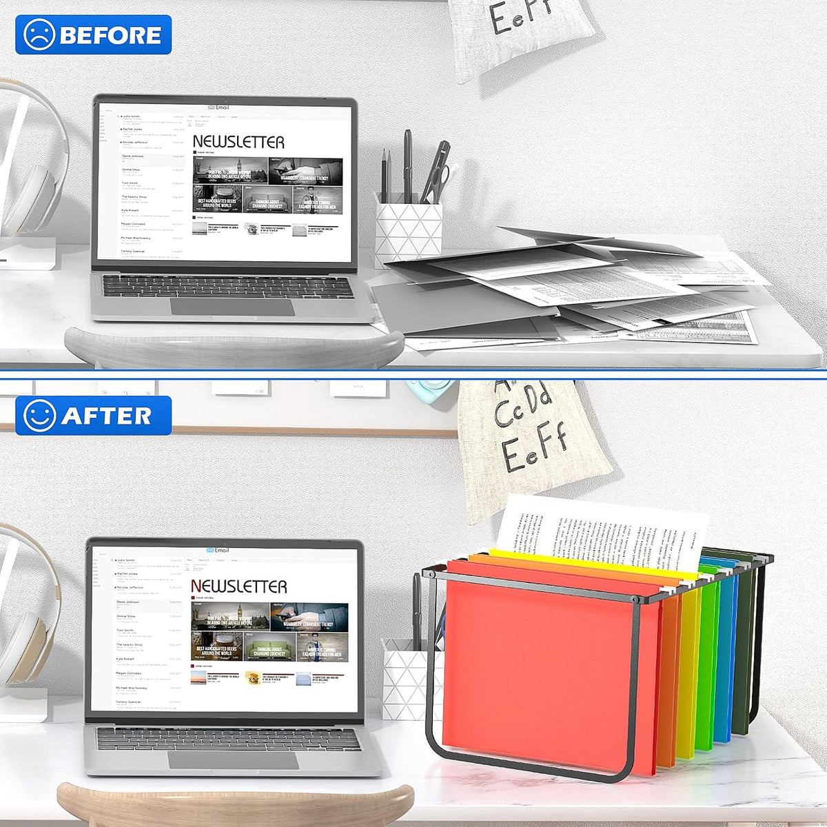 2 Pack Legal and Letter Size Hanging File Folder Frame,Hanging File Folder Ho...