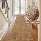 tan brown faux jute runner rug 2x6 ft,braided shown in use