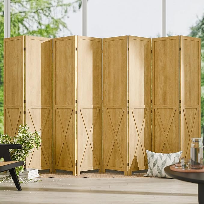 Cozy Castle Wood Room Divider, 8 Panels Folding Privacy Screen, 66.9'' Wall by CozyCastle