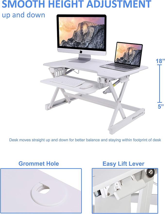 Rocelco 32" Height Adjustable Standing Desk Converter BUNDLE - Image 2