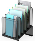 Inclined 5-Section Desk File Organizer, Vertical File Folder Holder File Sorter by Delifox