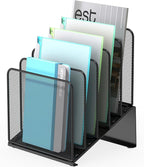 Inclined 5-Section Desk File Organizer, Vertical File Folder Holder File Sorter by Delifox
