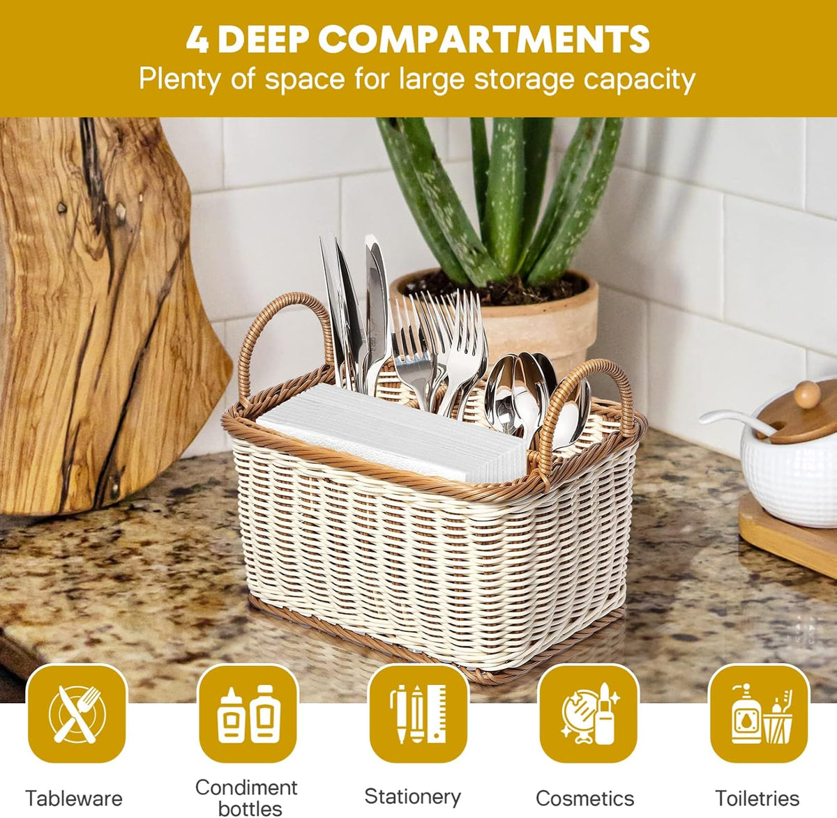HEMOTON Utensil Caddy, Silverware Holder for Party Picnic Kitchen