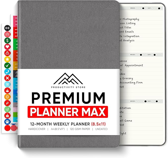 Undated, 2026 Planner, 8.5" x 11" by PRODUCTIVITYSTORE