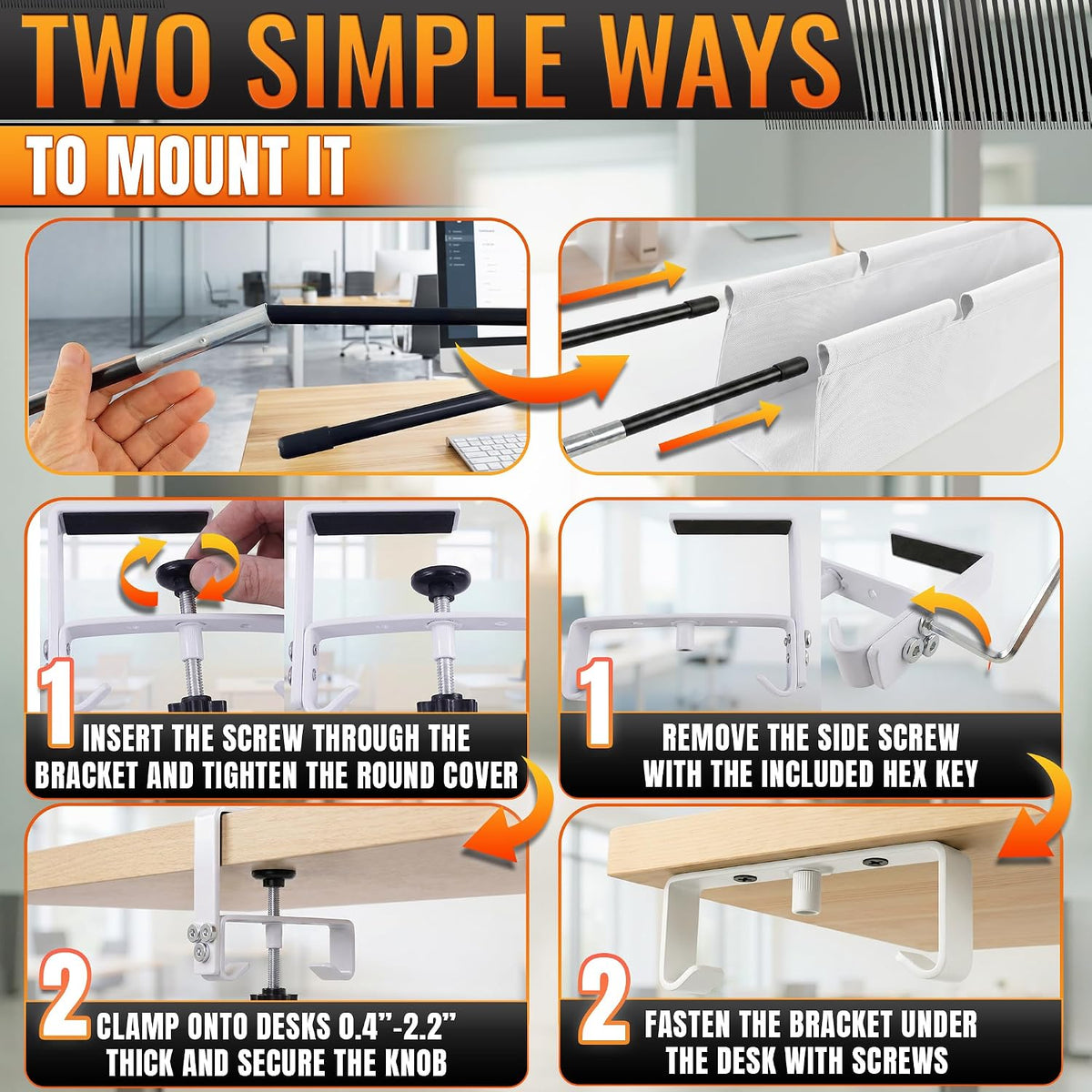 Under Desk Cable Management Tray 48" — No Drill Clamp-On Cord Organizer ...