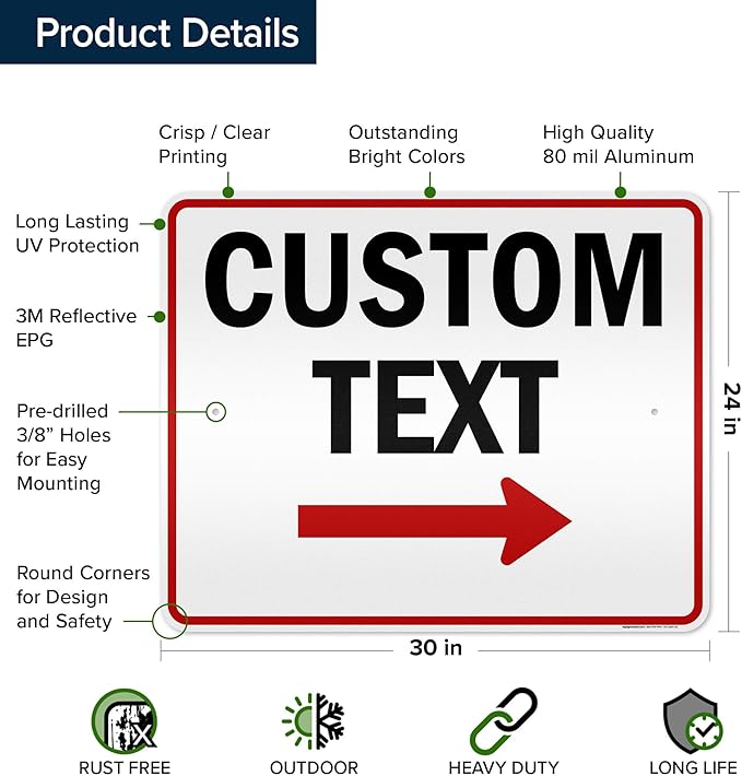 Custom Arrow, Custom Directional Sign, Right Arrow, 24x30 Inches, 3M EGP - Image 6
