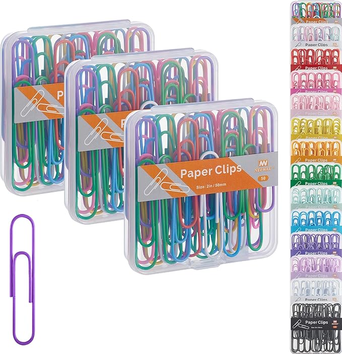 NEEWAY Colorful Large Paper Clips, 2 Inch Jumbo Paper Clips, 3 Pack of 50 by NEEWAY