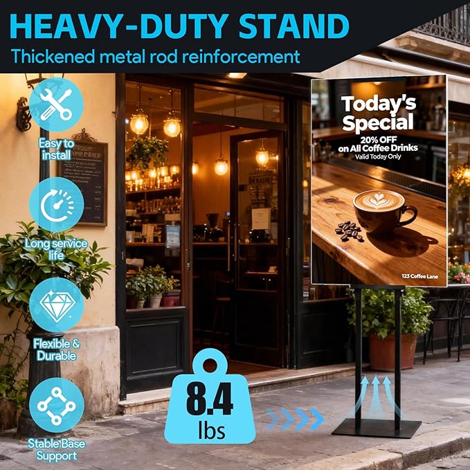 Noliven 4 PCS Adjustable Poster Stand, Double-Sided Freestanding Pedestal Sign - Image 2
