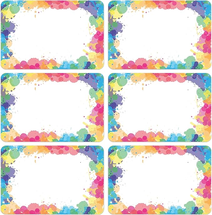 Lucleag 180PCS Watercolor Rainbow Name Tags Stickers, Rainbow Color Name Tag by Lucleag