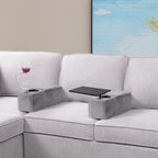 Multifunctional Sofa Armrest, Couch Armrest with Wireless Charge Stand, Removable Couch Caddy with Storage,Including LED Reading Light
