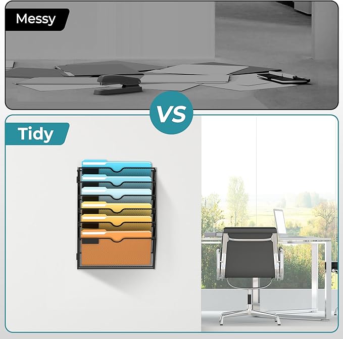SUPEASY Wall File Organizer Mesh Office Mail Holder, Hanging Wall Organizer - Image 7