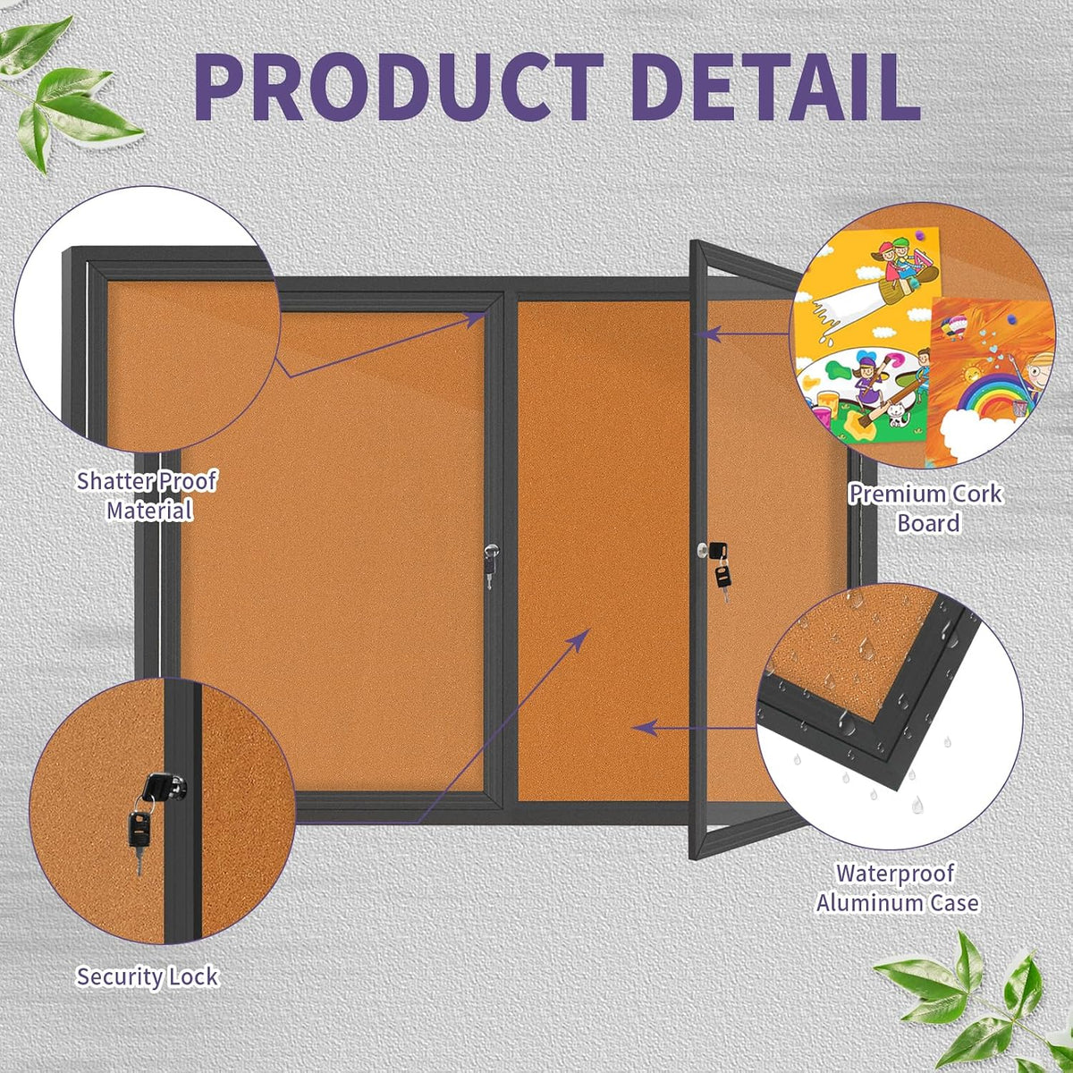Outdoor Enclosed Bulletin Board Weatherproof Bulletin Board with Locking Door...