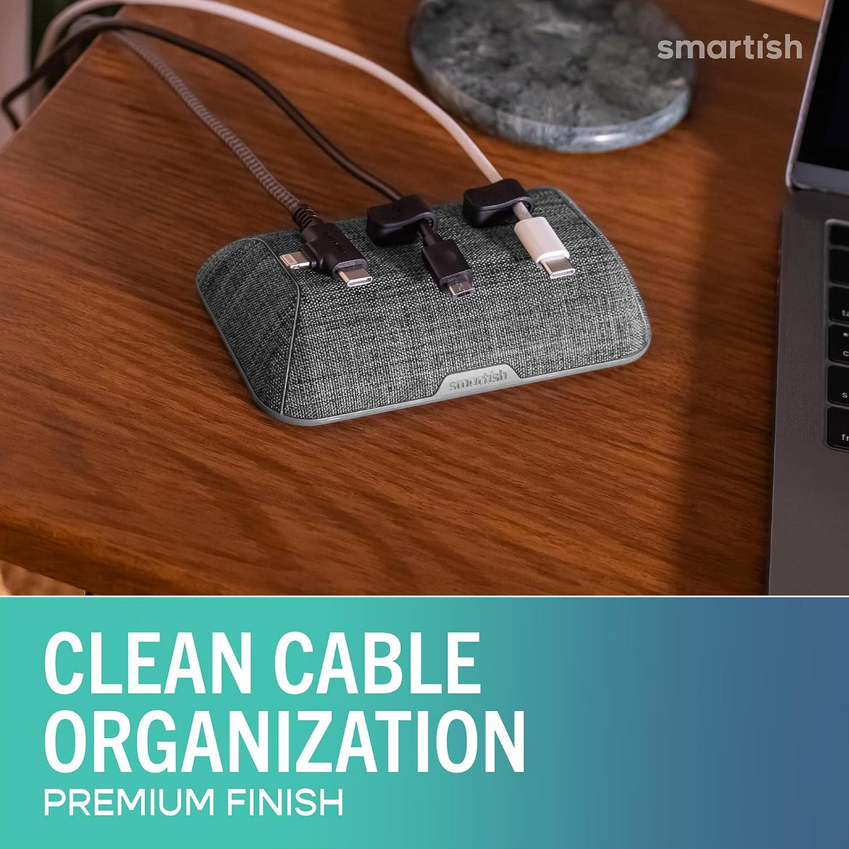 Smartish Magnetic Cord Holder, Bigger Cable Wrangler, Office Desk Organizer