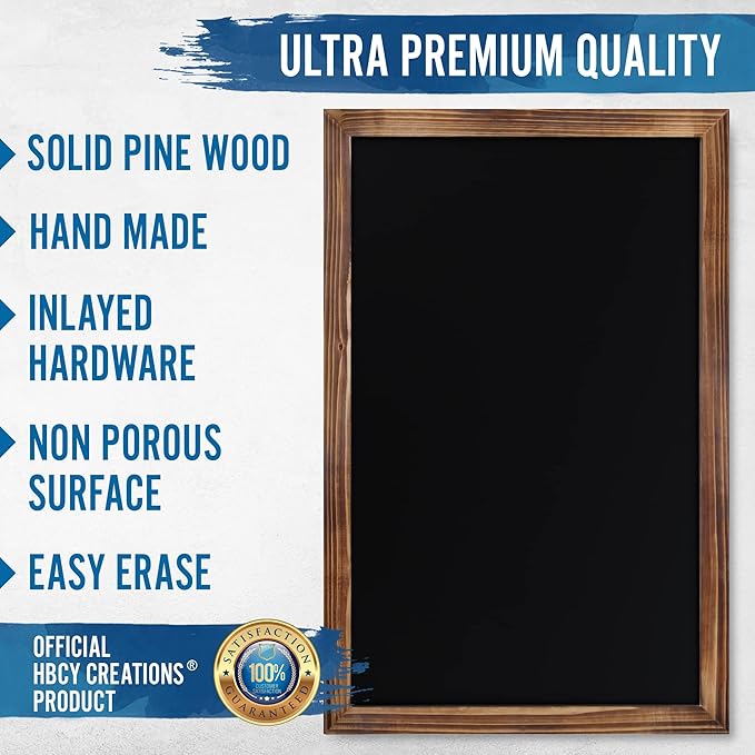 HBCY Creations 11" X 17" Torched Brown Solid Wood Frame Wall Chalkboard - Image 4