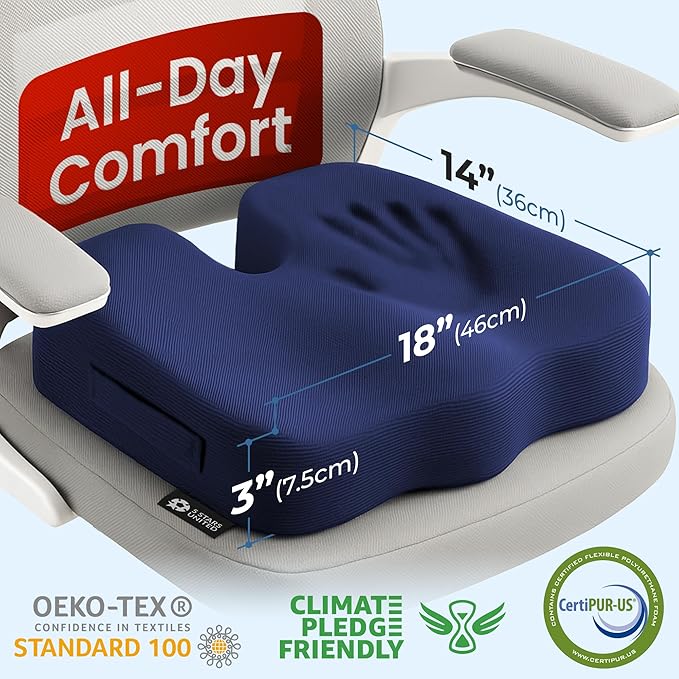 5 STARS UNITED Seat Cushion for Tailbone Pain Relief – Memory Foam Cushion for - Image 4