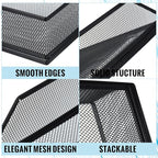 Hicarer 2 Pcs Black Metal Letter Tray Stackable Desk Tray Single Wire Mesh - Image 4