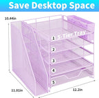 Gugsey Desk Organizer, 5-Tier Paper Letter Tray Organizer - Image 2