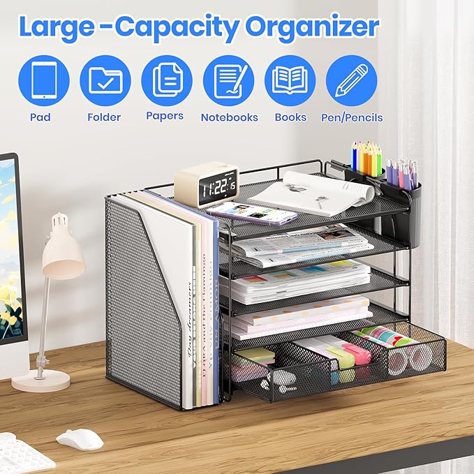OPNICE Desk Organizer, 5-Tier Paper File Organizer - Image 4