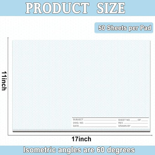 1 Pack 50 Sheets 11" x 17" Isometric Graph Paper Pad Landscape - Image 2