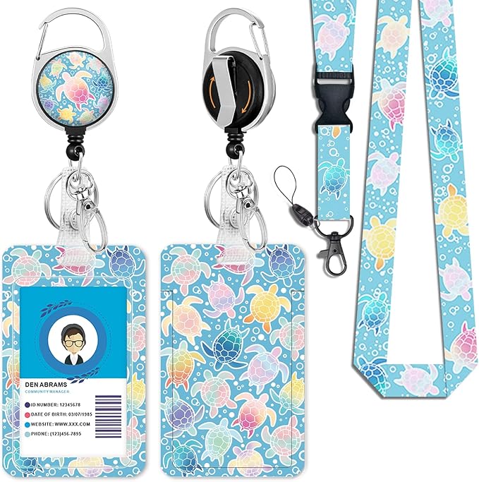Cute Sea Turtle ID Badge Holder by Giancomics