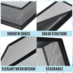 Hicarer 4 Pcs Black Metal Letter Tray Stackable Desk Tray Single Wire Mesh - Image 4