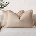 Foindtower Set of 2 Decorative Linen Fringe Throw Pillow Covers Boho Farmhouse by Foindtower