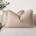 Foindtower Set of 2 Decorative Linen Fringe Throw Pillow Covers Boho Farmhouse by Foindtower