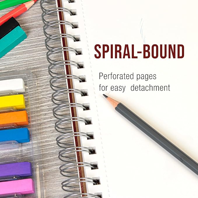 U.S. Art Supply 5.5"x8.5" Sketch Book Pad, 3 Pack, 60lb Spiral Bound - Image 4