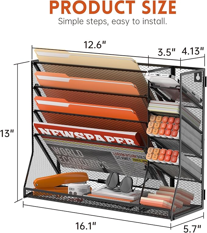 SUPEASY Wall File Organizer, 5-Tier office wall organizer - Image 5