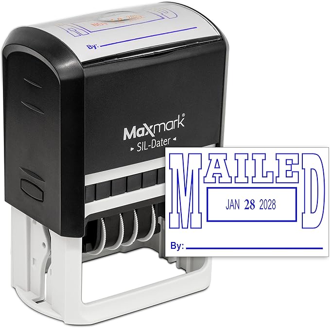 MaxMark Large Self-Inking Rubber Date Office Stamp by Maxmark