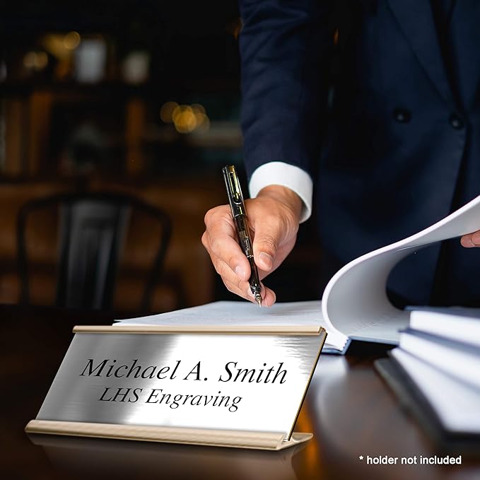 Door Name Plate Personalized for Office Brushed Steel Plastic Name Plate Black - Image 7