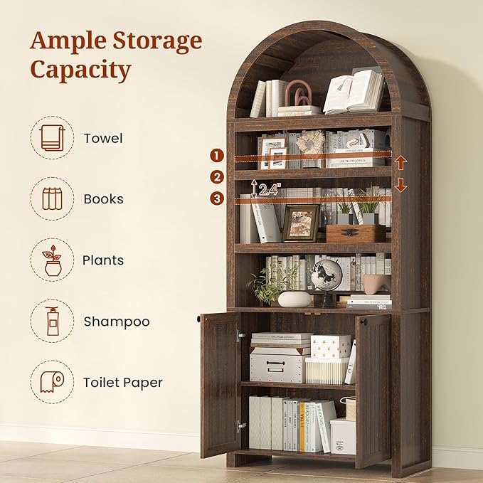 81" Tall Arched Cabinets, Bookcase - Image 3