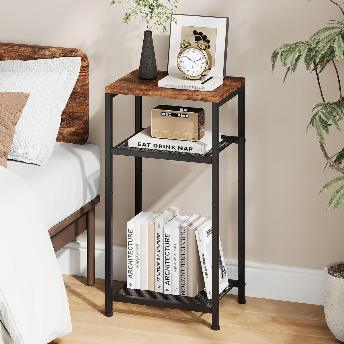 Heybly Small Side Table, 29.1" Tall End Table with Adjustable Shelf, Tel...