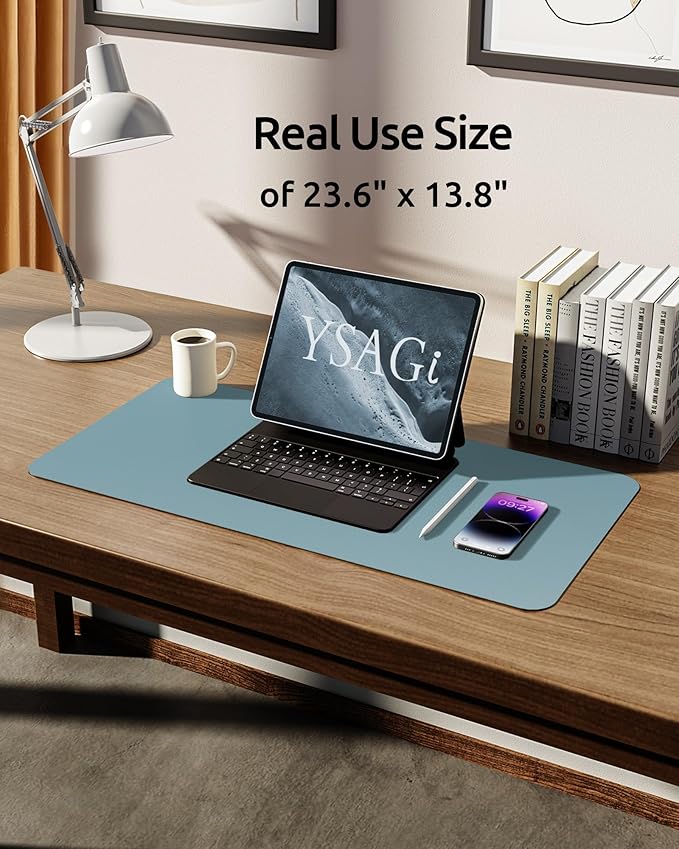 YSAGi Leather Desk Protector, Office Mat, Large Mouse Mat, Non-Slip PU Leather - Image 5