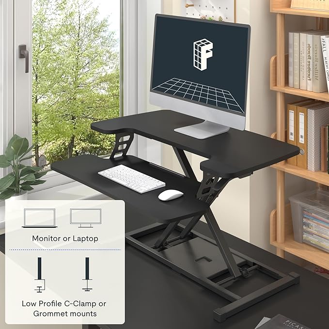 FLEXISPOT 32-inch Height Adjustable Standing Desk Converter, Quick Sit to Stand - Image 5