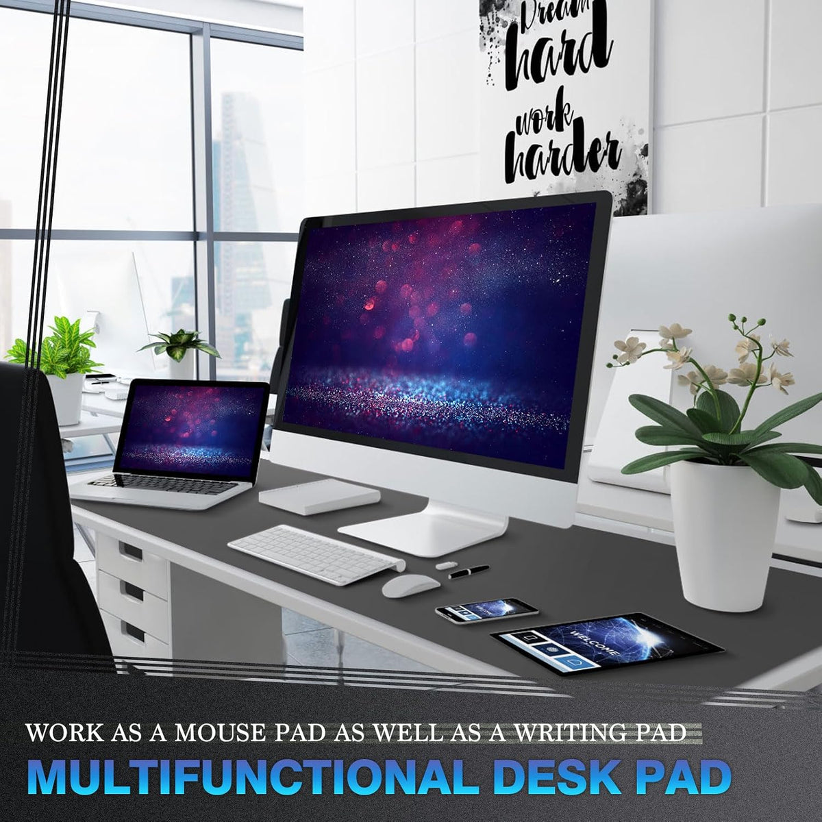 K KNODEL Extra Large Desk Mat, Leather Mouse Pad (47.2"x23.6", Dark...
