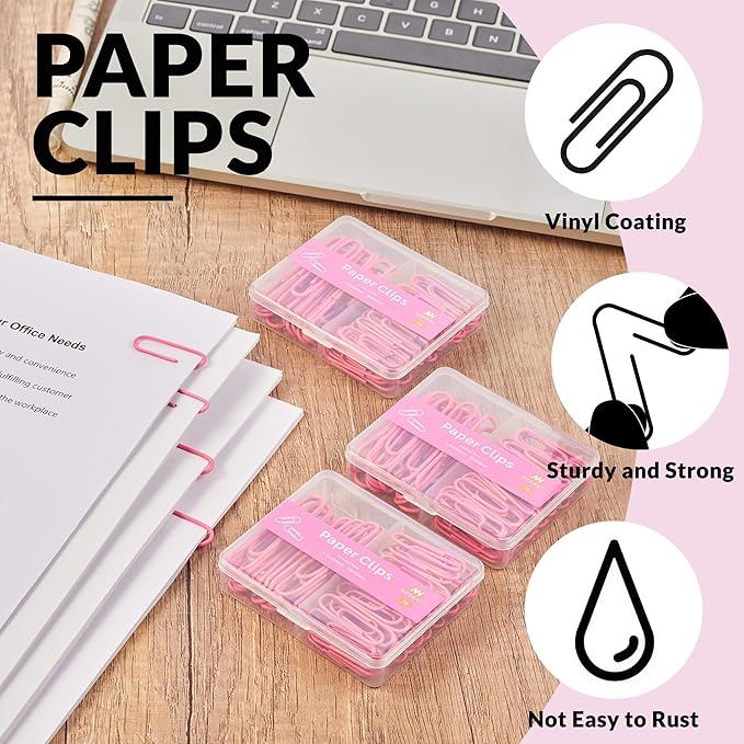 NEEWAY Colorful Paper Clips Assorted Sizes, Small and Large Paperclips - Image 4