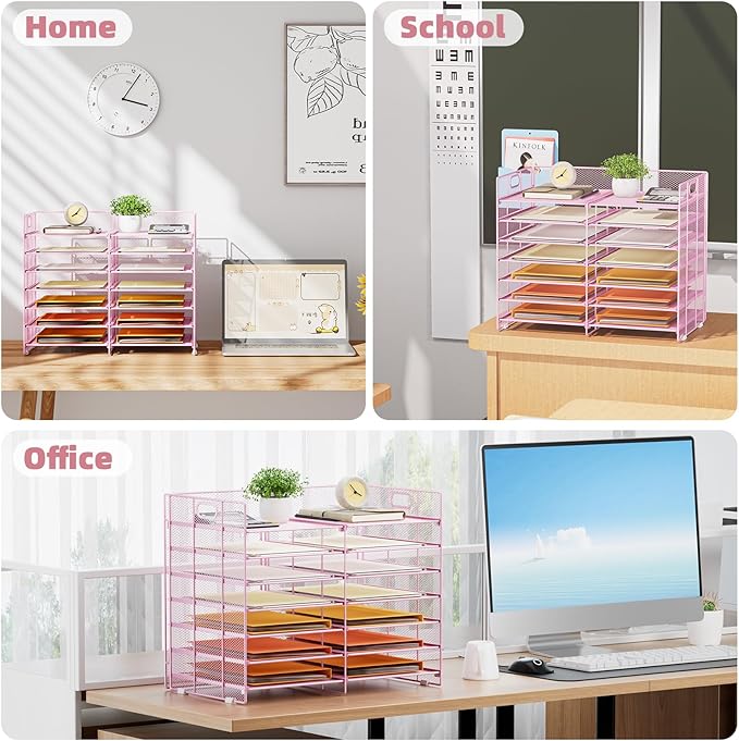 Marbrasse Desktop Literature Organizer, 12 Compartments Mesh Paper Organizer - Image 6