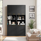 Cozy Castle Kitchen Pantry Cabinet, 4 Doors Open Countertop Utility Hutch - Image 4
