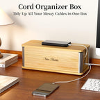Delamu Wooden Cable Management Box, Retro-Inspired Look Desk Cord Organizer Box - Image 6