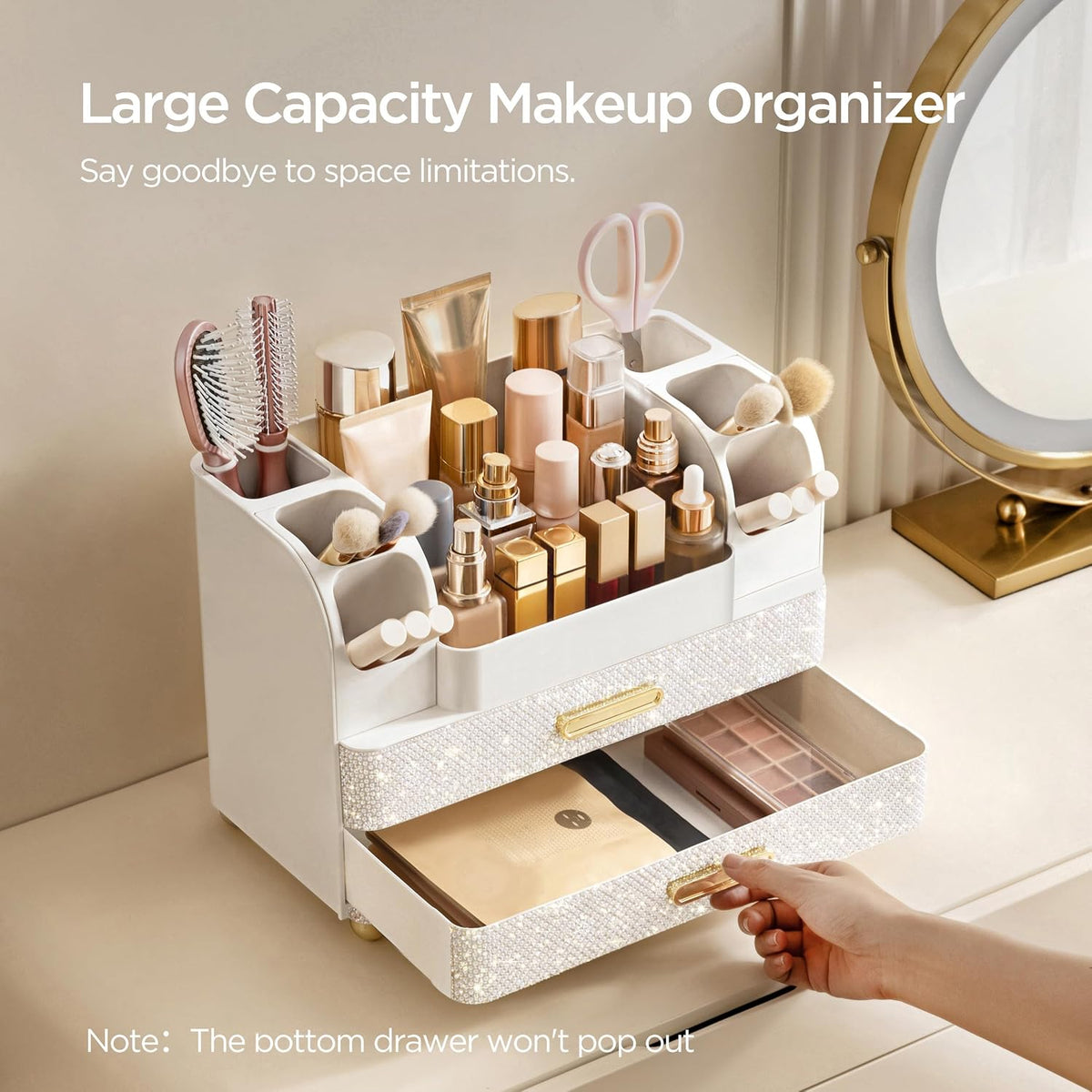 HBlife Makeup Organizer for Vanity with Brush Holder, Large Bathroom Countert...